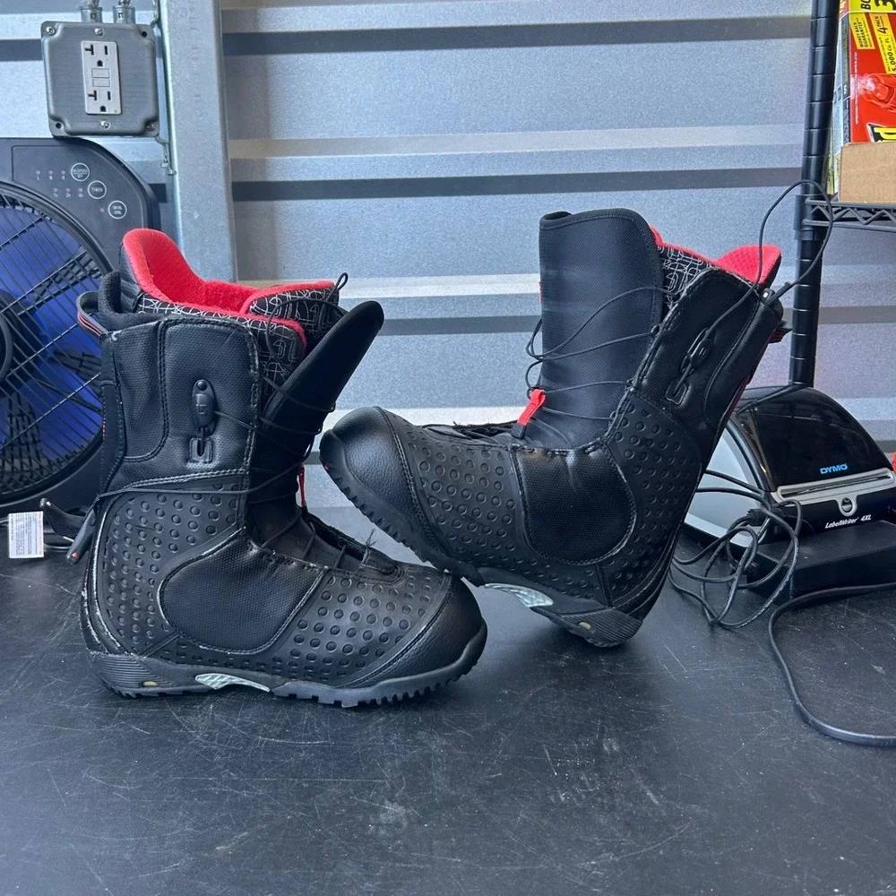 Burton Ion Snowboard Boots Mens 8 Black Red Imprint 4 Liner Speed Zone Lacing